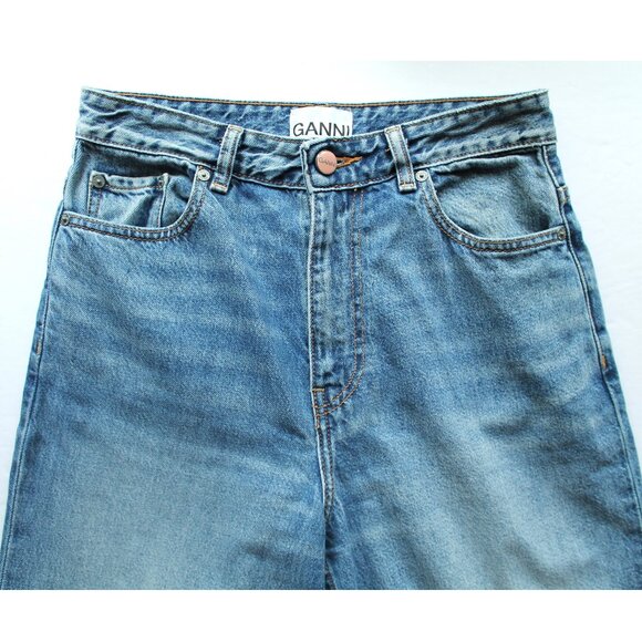 GANNI Magny Wide-Leg High-Rise Jeans 31" / Size 27 / Mid Blue Vintage - Picture 6 of 11